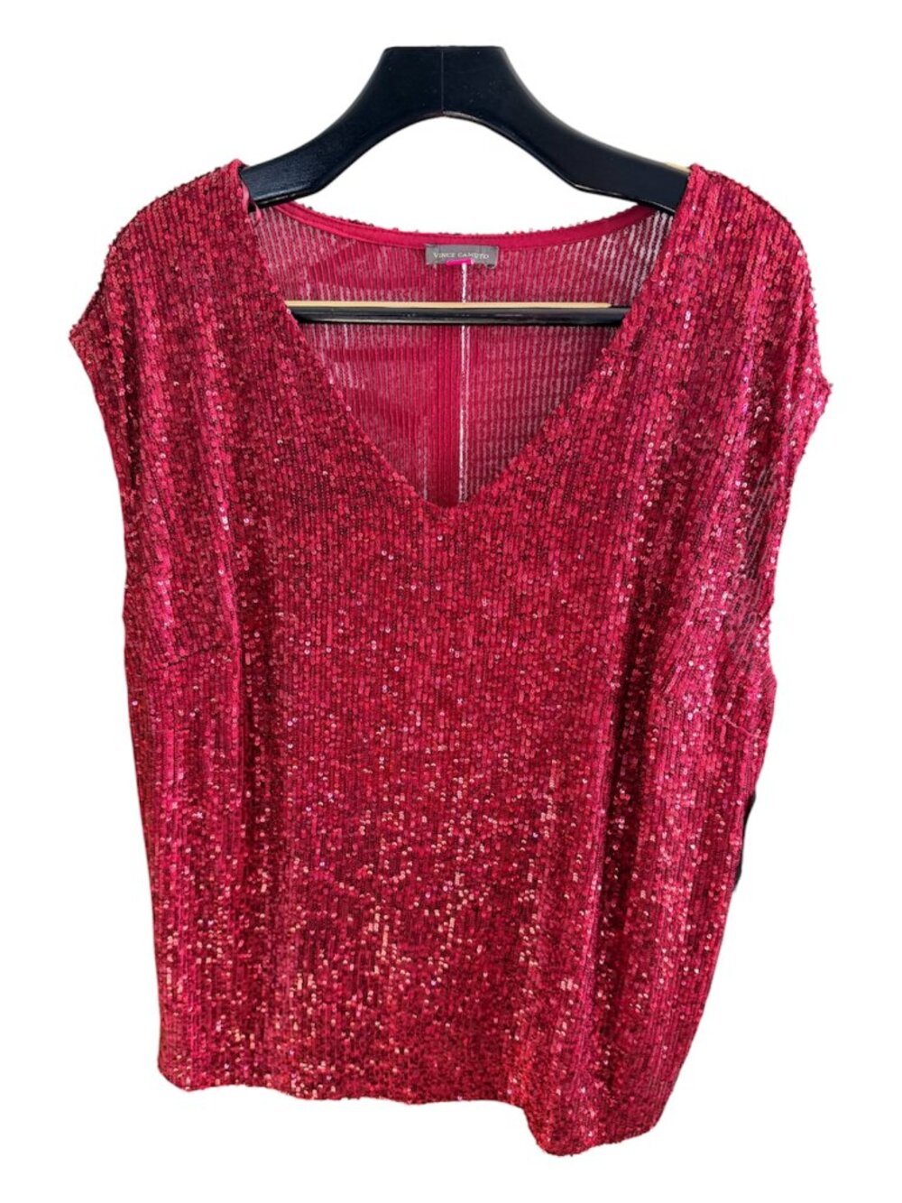 Vince Camuto “Confetti Ready” Sequin Top – Women’s 1X (Dark Wine)